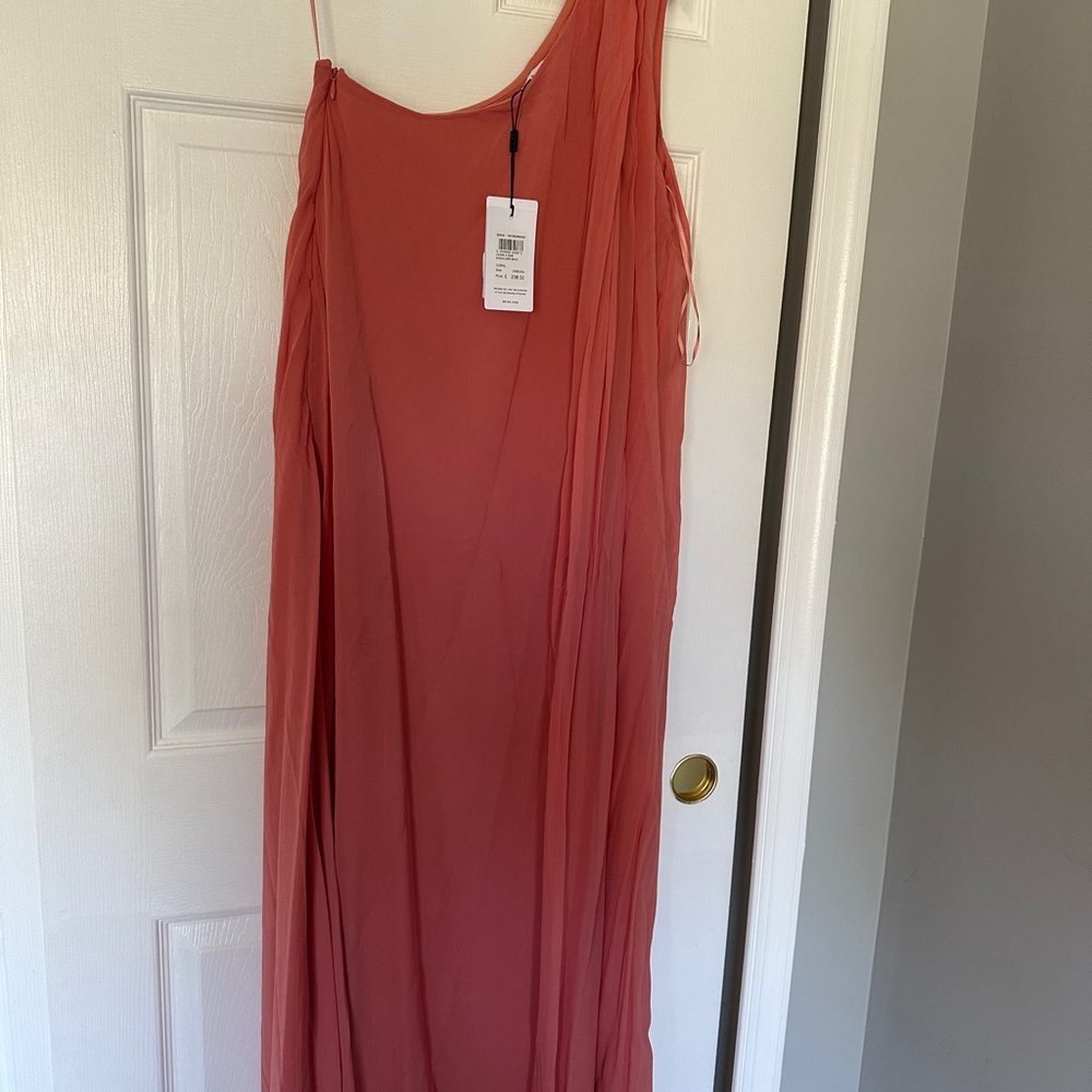 NWT Reiss One Shoulder Maxi Dress in Coral - Picture 4 of 6